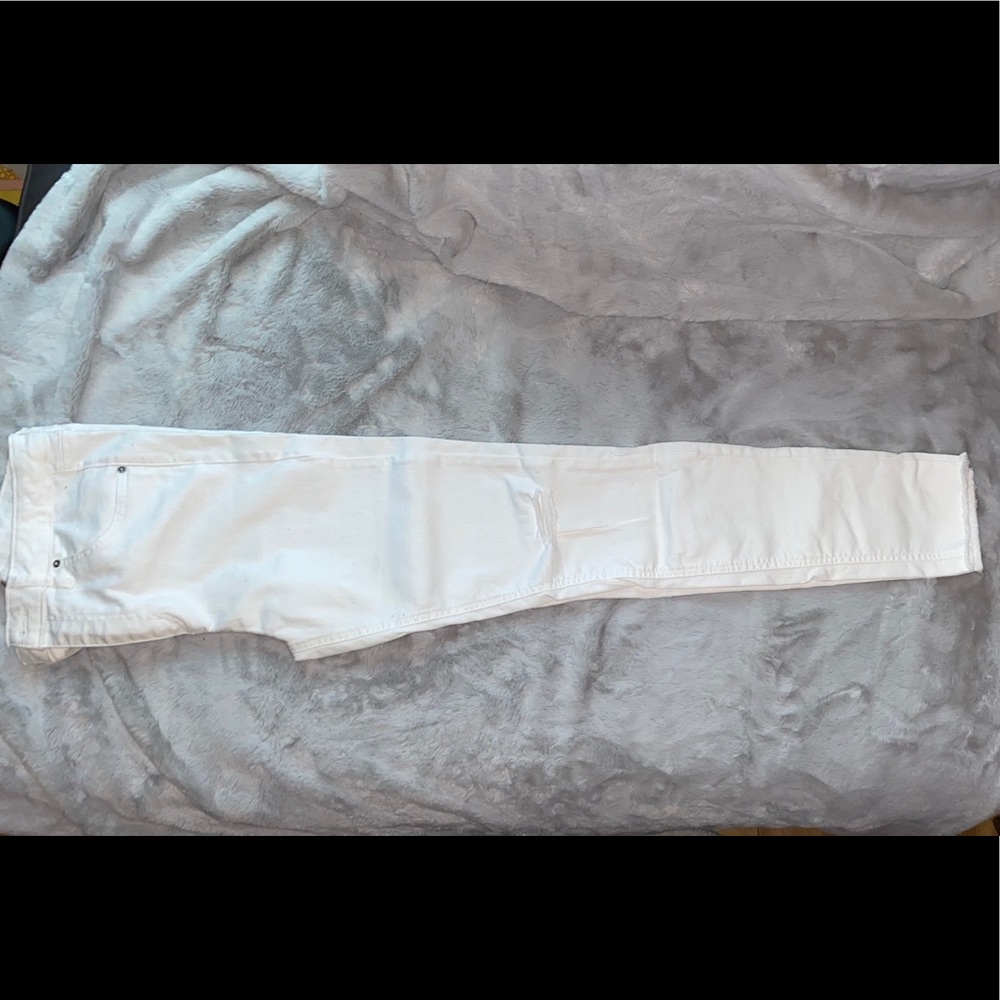 White Denim Distressed Jeans